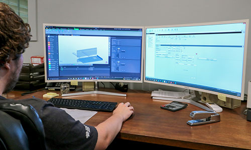 Employee working on CAD Solidworks file